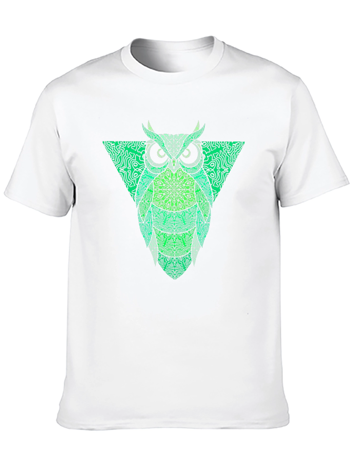 Camiseta Hombre Negra con Búho Triángulo Verde