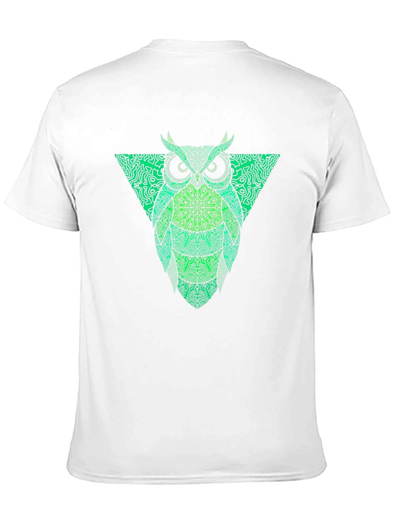 Camiseta Hombre Negra con Búho Triángulo Verde