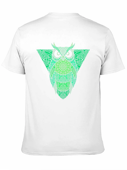 Camiseta Hombre Negra con Búho Triángulo Verde