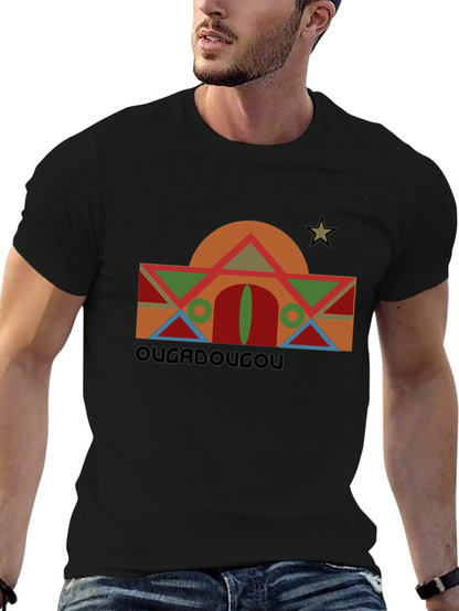 Camiseta Negra con Diseño Geométrico Ouagadougou