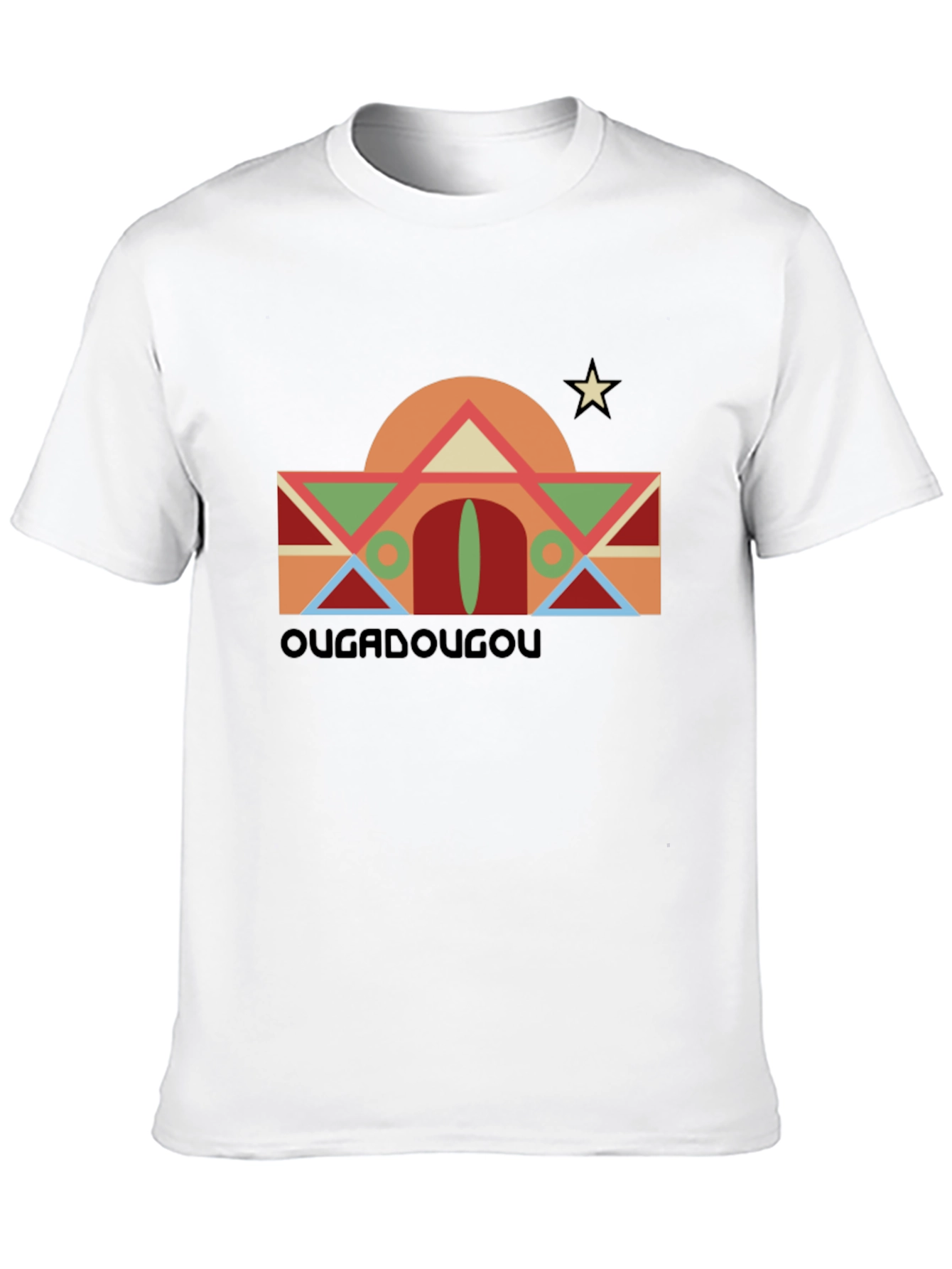 Camiseta Negra con Diseño Geométrico Ouagadougou