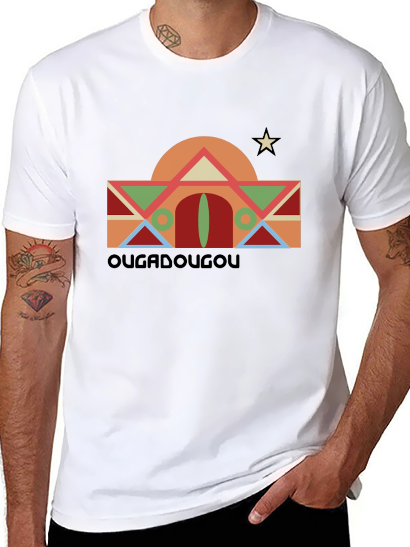 Camiseta Negra con Diseño Geométrico Ouagadougou