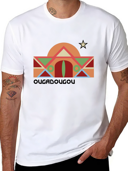 Camiseta Negra con Diseño Geométrico Ouagadougou