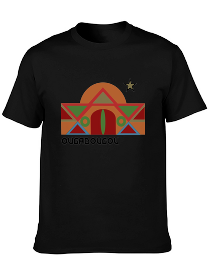 Camiseta Negra con Diseño Geométrico Ouagadougou