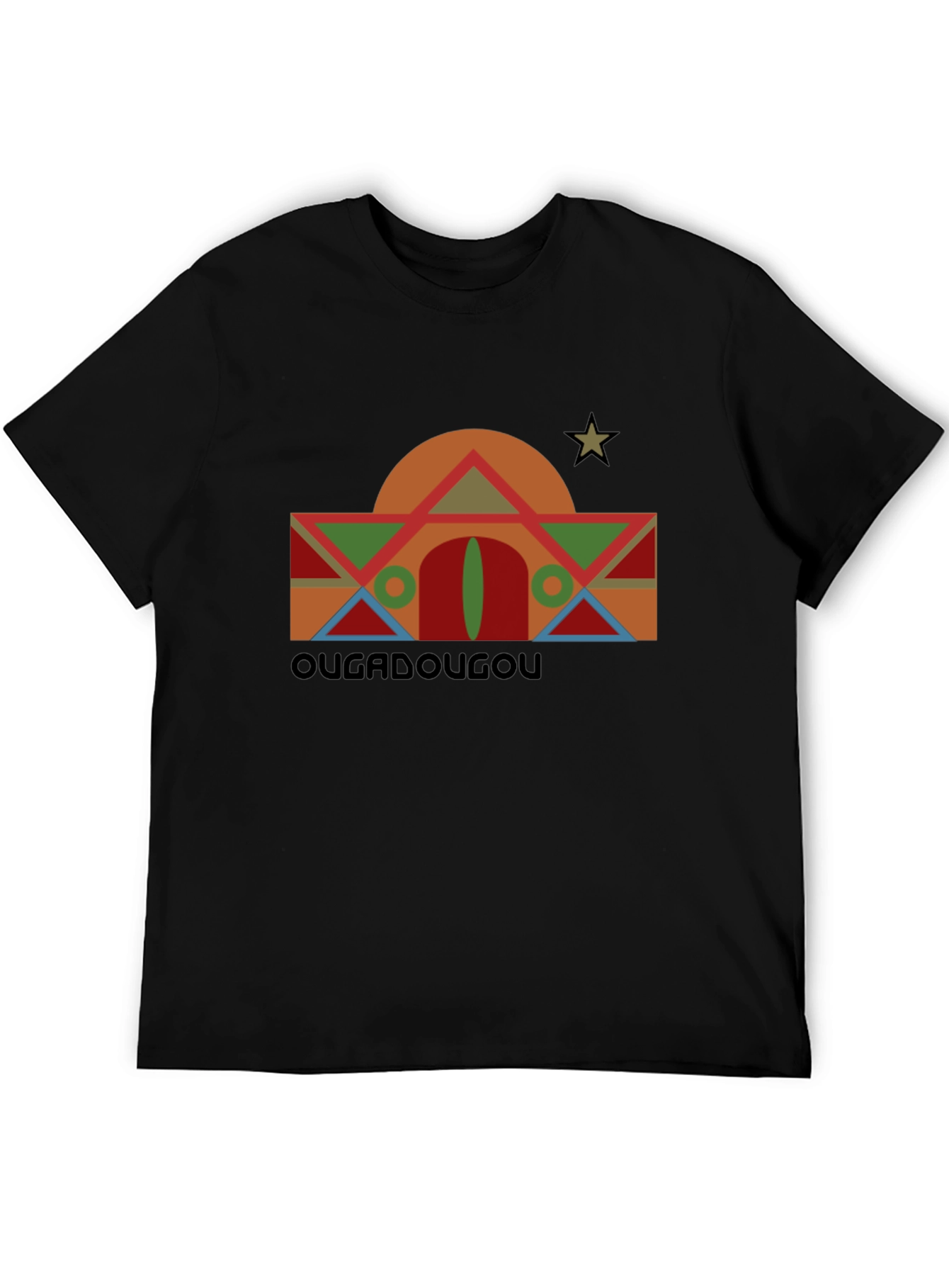 Camiseta Negra con Diseño Geométrico Ouagadougou