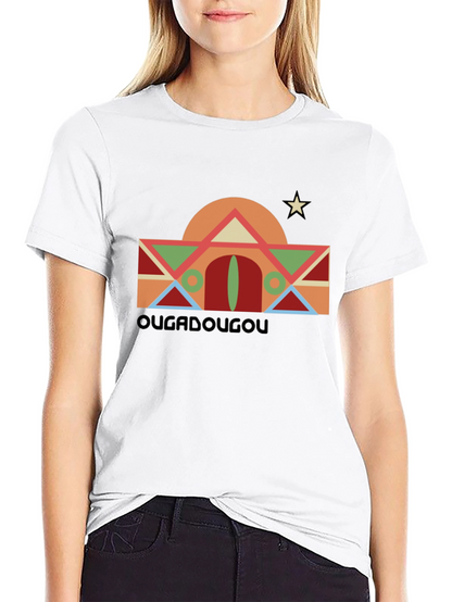 Camiseta Negra con Diseño Geométrico Ouagadougou