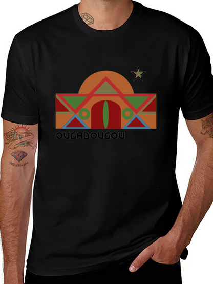 Camiseta Negra con Diseño Geométrico Ouagadougou