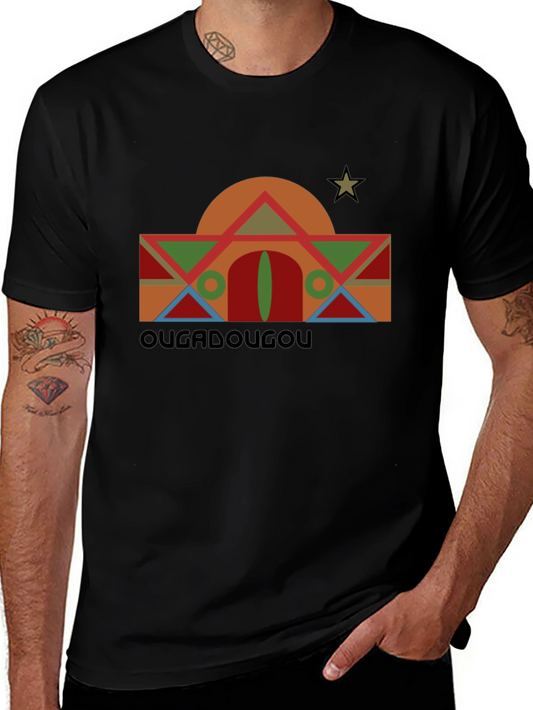 Camiseta Negra con Diseño Geométrico Ouagadougou