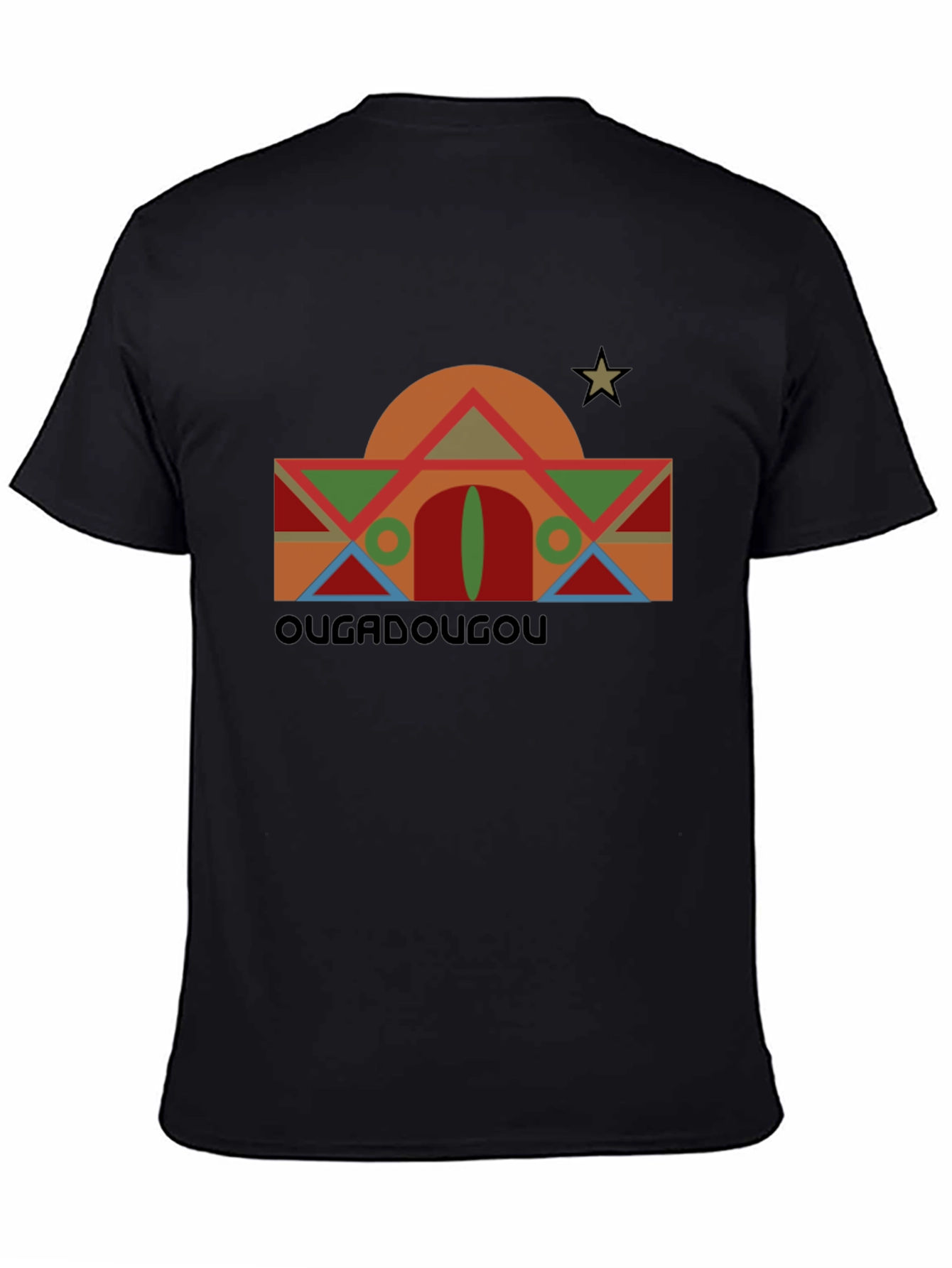 Camiseta Negra con Diseño Geométrico Ouagadougou