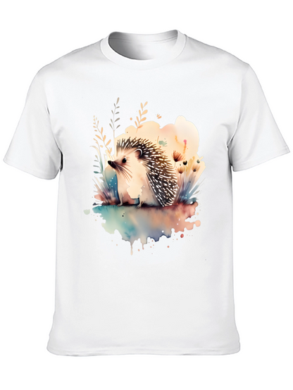 Camiseta Negra con Diseño de Erizo Acuarela