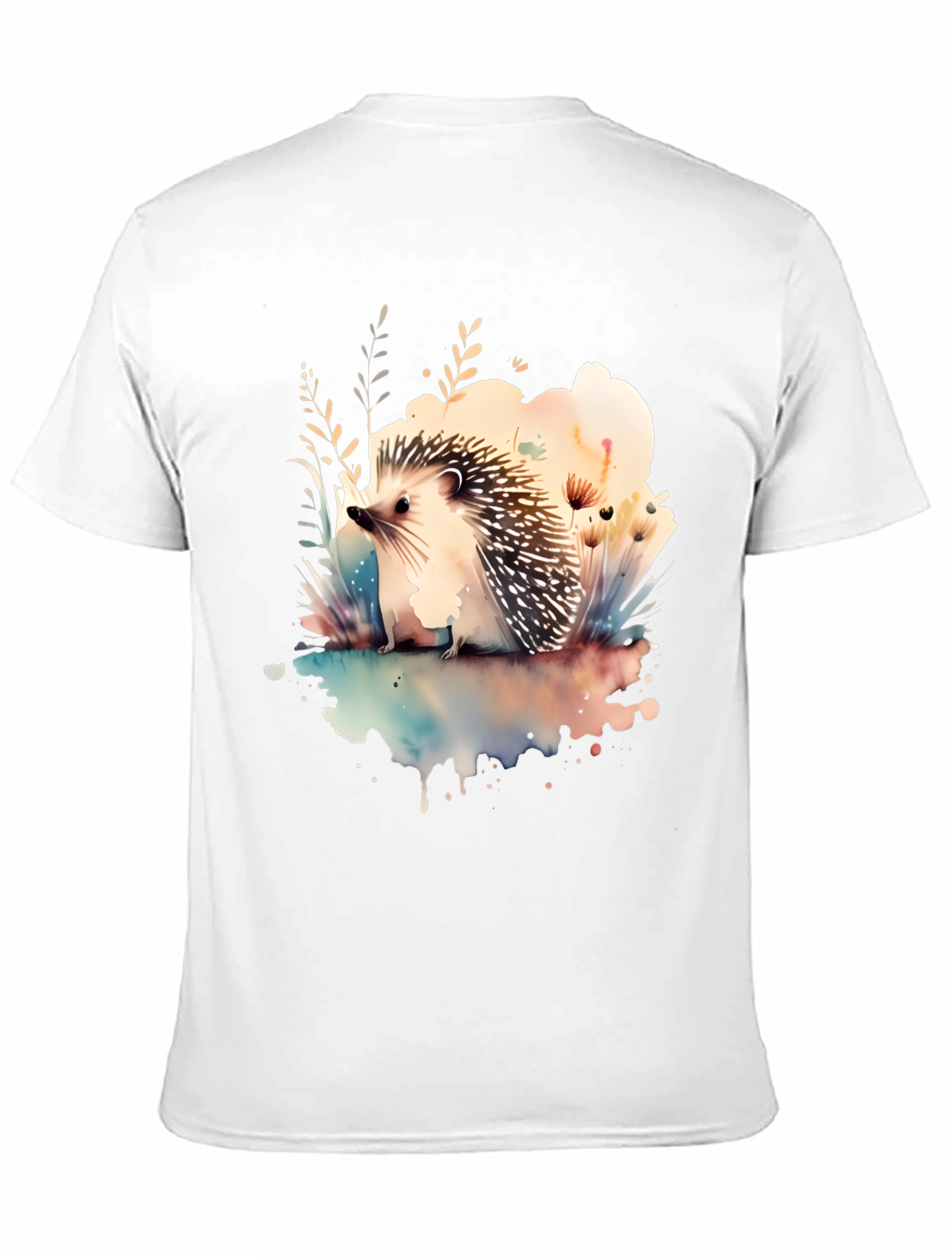 Camiseta Negra con Diseño de Erizo Acuarela