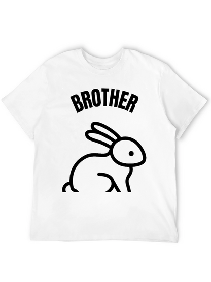 Camiseta Negra Brother Conejo Casual para Hombre