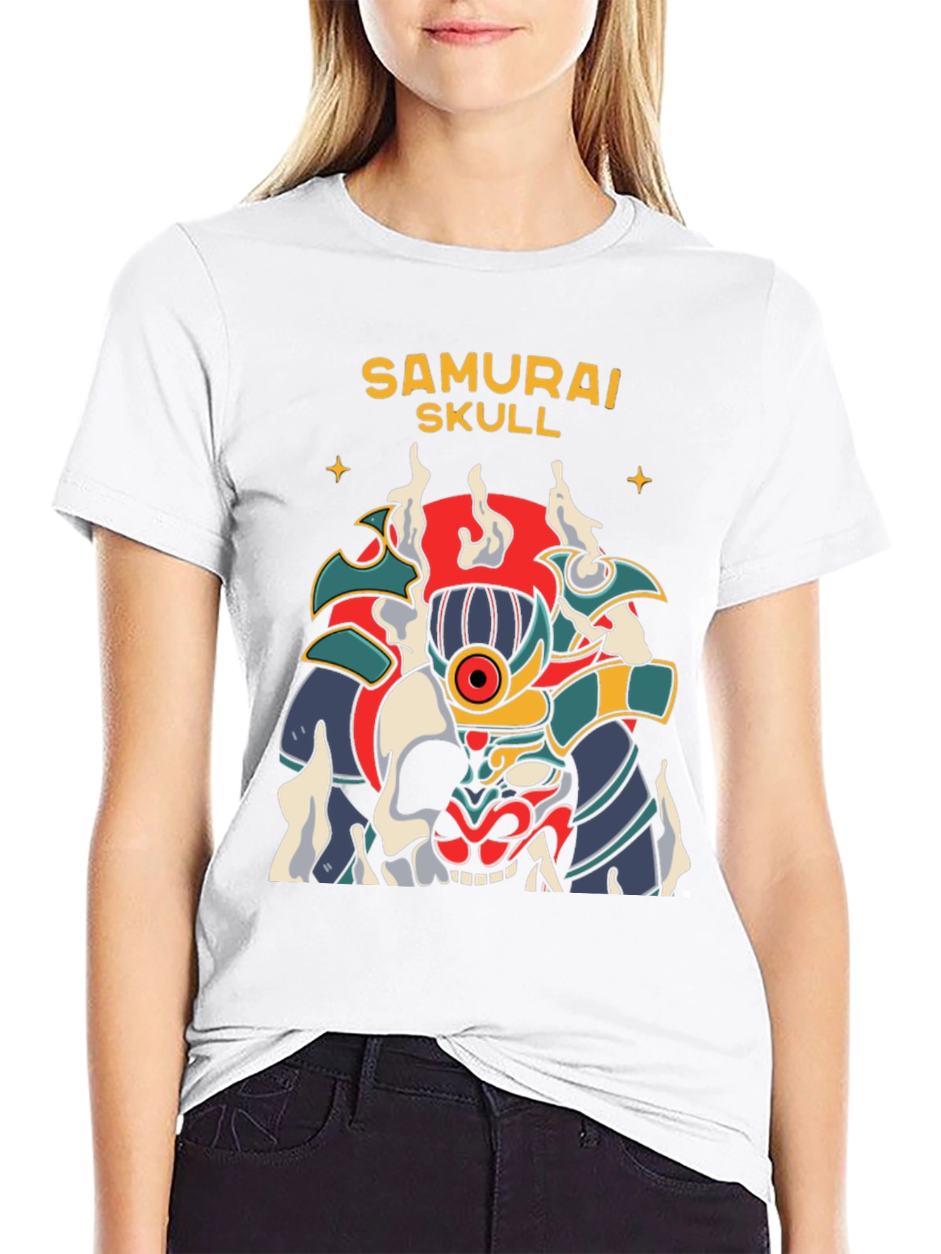 Camiseta Negra Samurai Skull Diseño Único