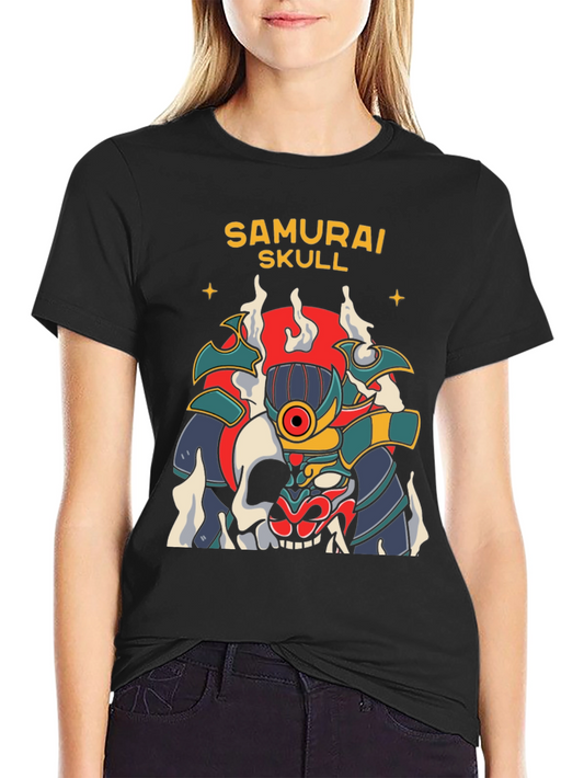 Camiseta Negra Samurai Skull Diseño Único