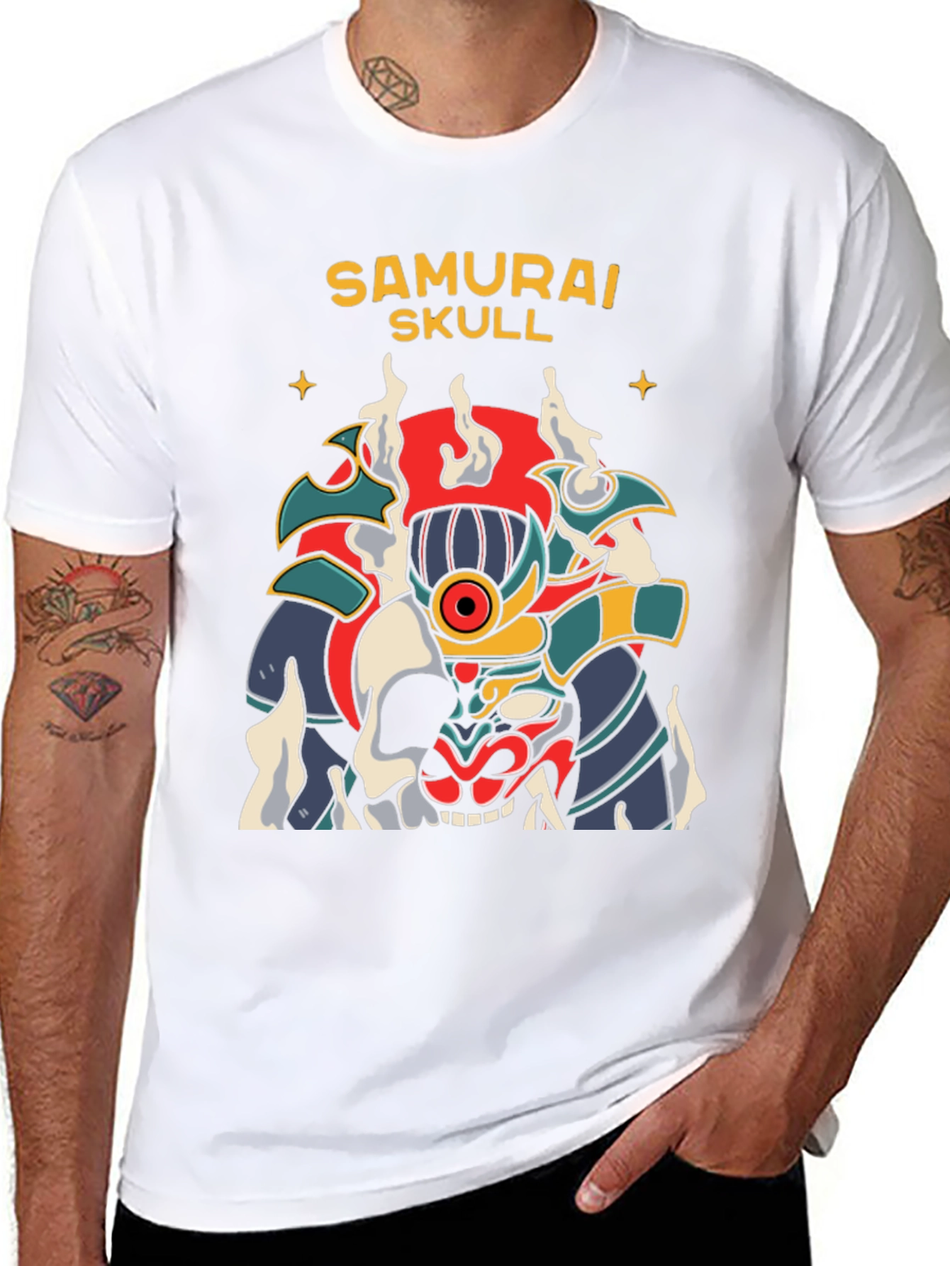 Camiseta Negra Samurai Skull Diseño Único