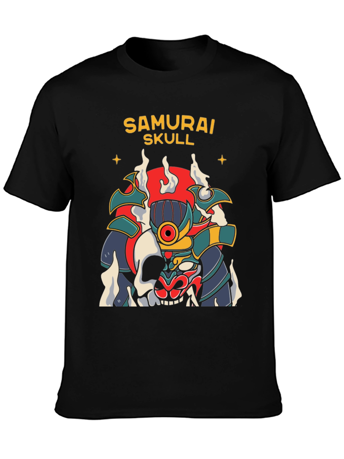 Camiseta Negra Samurai Skull Diseño Único