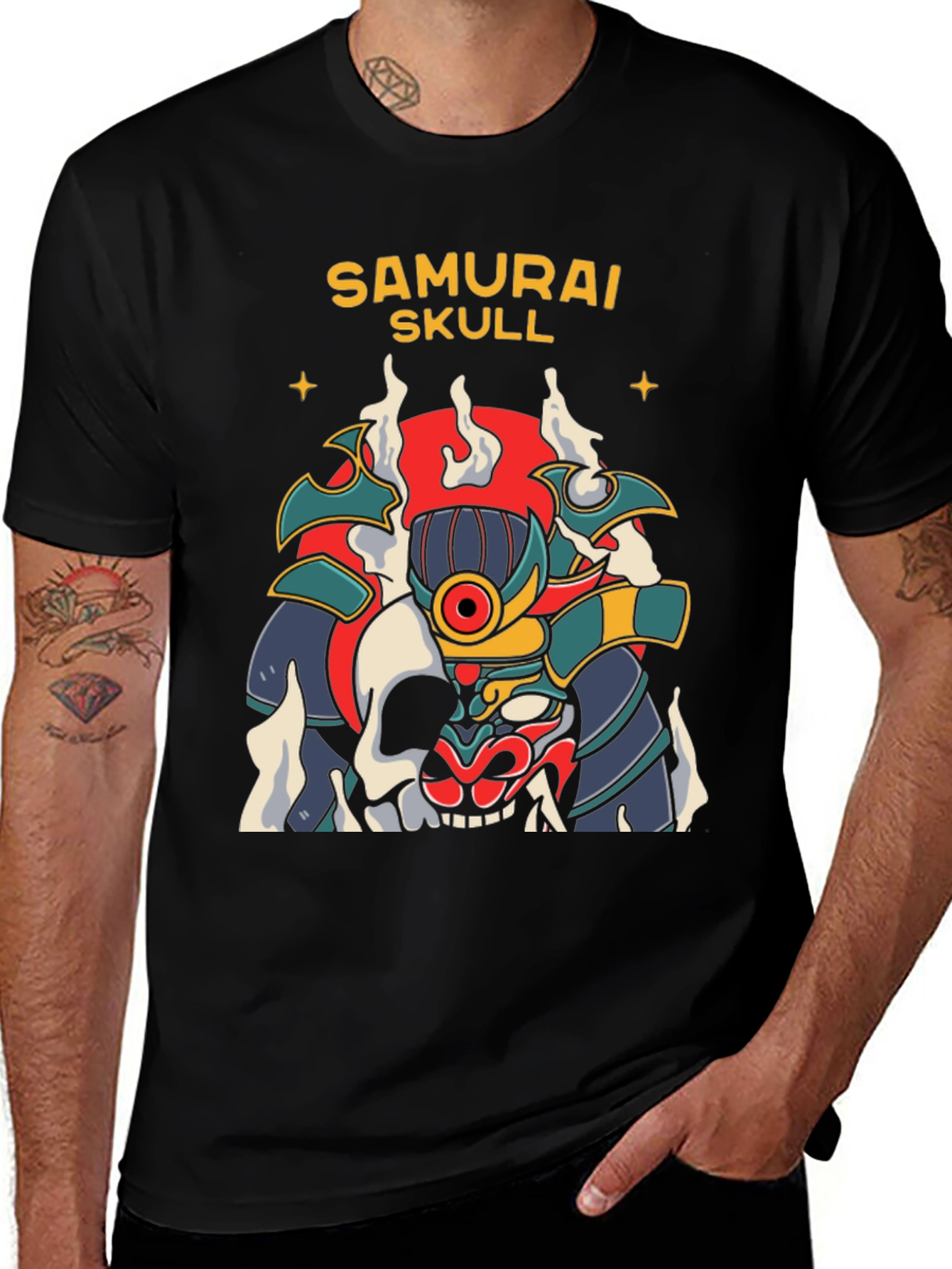 Camiseta Negra Samurai Skull Diseño Único