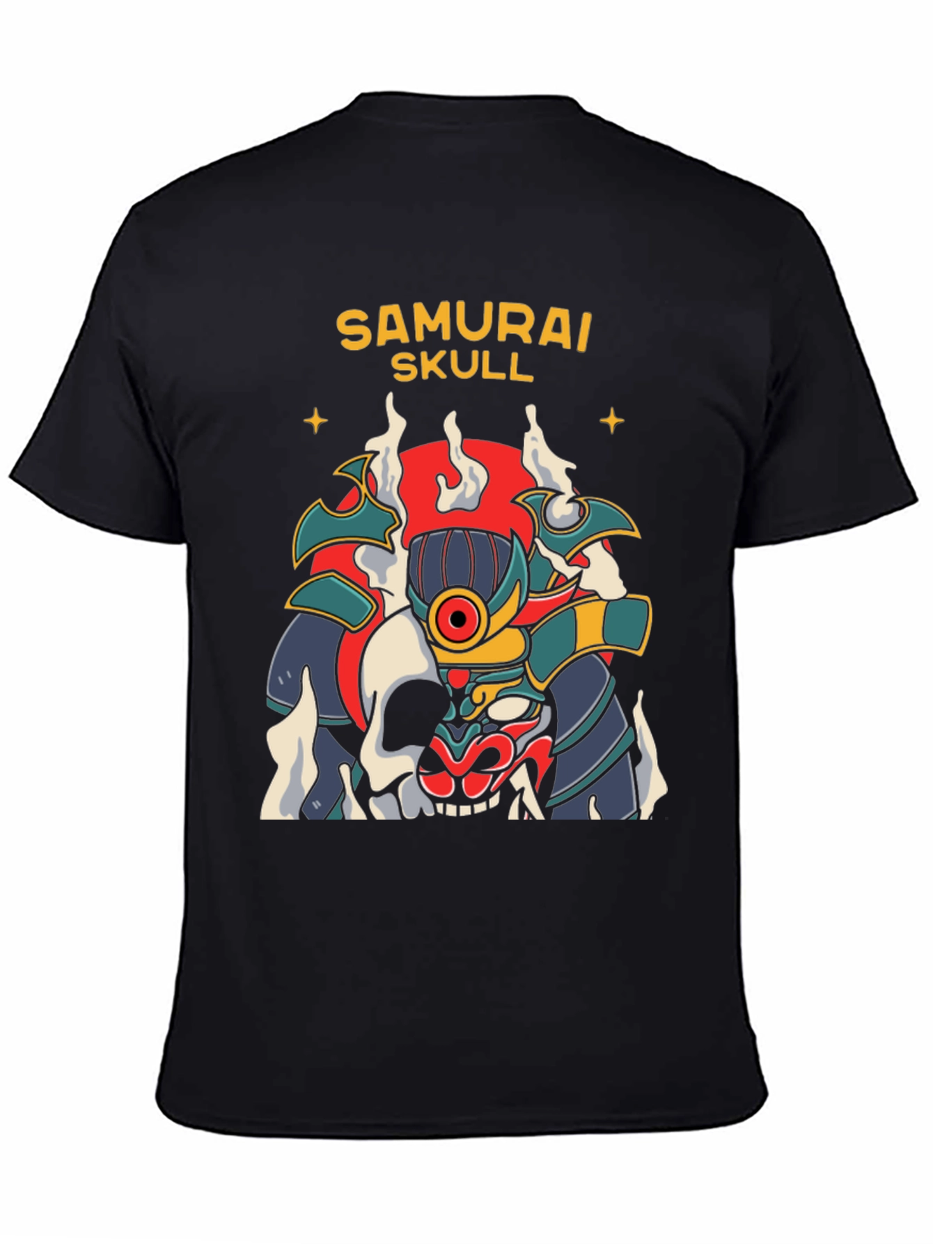 Camiseta Negra Samurai Skull Diseño Único