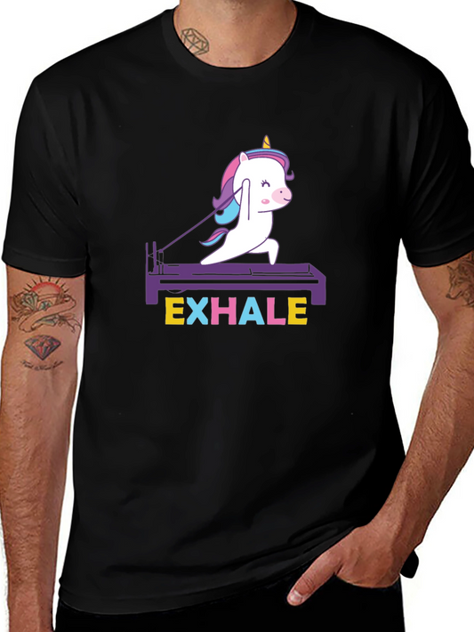 Camiseta Negra Unisex Unicornio Pilates Exhale
