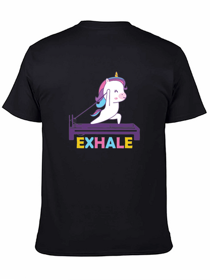 Camiseta Negra Unisex Unicornio Pilates Exhale