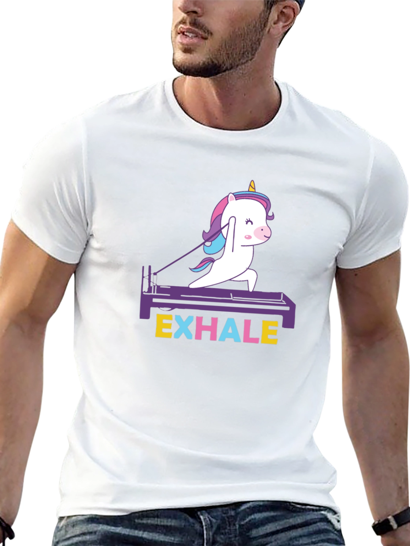 Camiseta Negra Unisex Unicornio Pilates Exhale