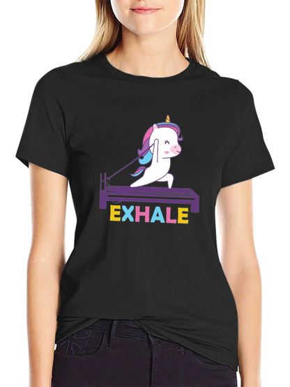 Camiseta Negra Unisex Unicornio Pilates Exhale