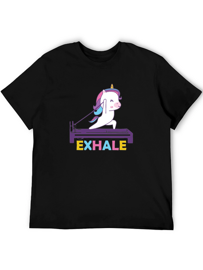 Camiseta Negra Unisex Unicornio Pilates Exhale