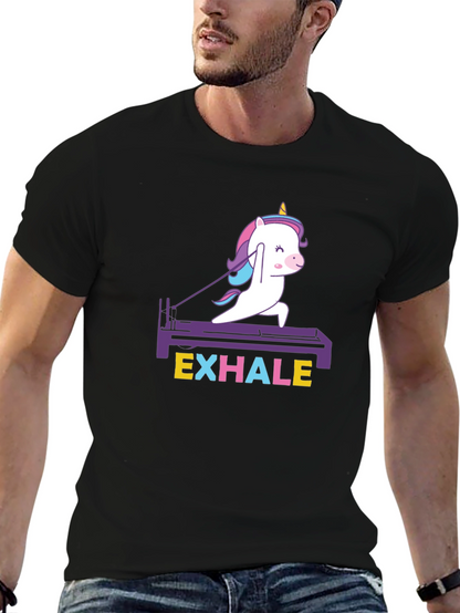 Camiseta Negra Unisex Unicornio Pilates Exhale