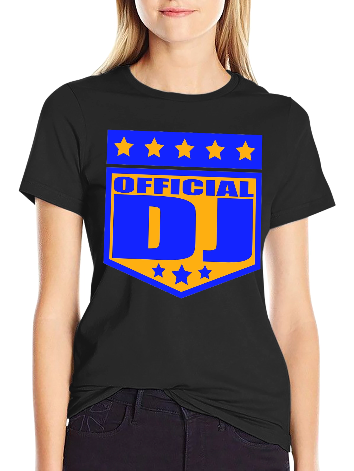 Camiseta Negra Official DJ Estampada