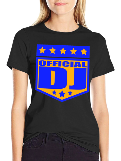 Camiseta Negra Official DJ Estampada