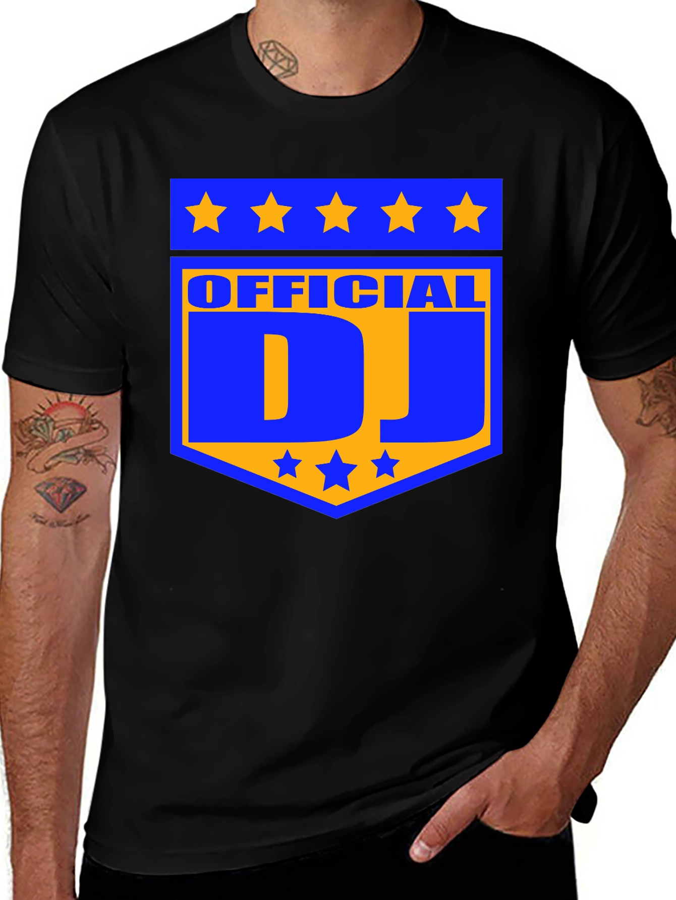 Camiseta Negra Official DJ Estampada