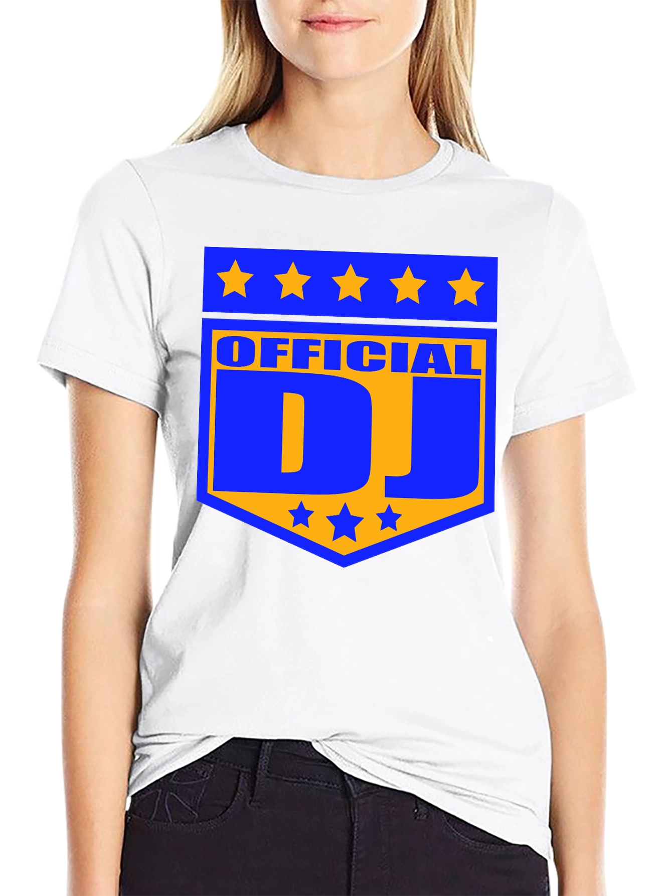 Camiseta Negra Official DJ Estampada