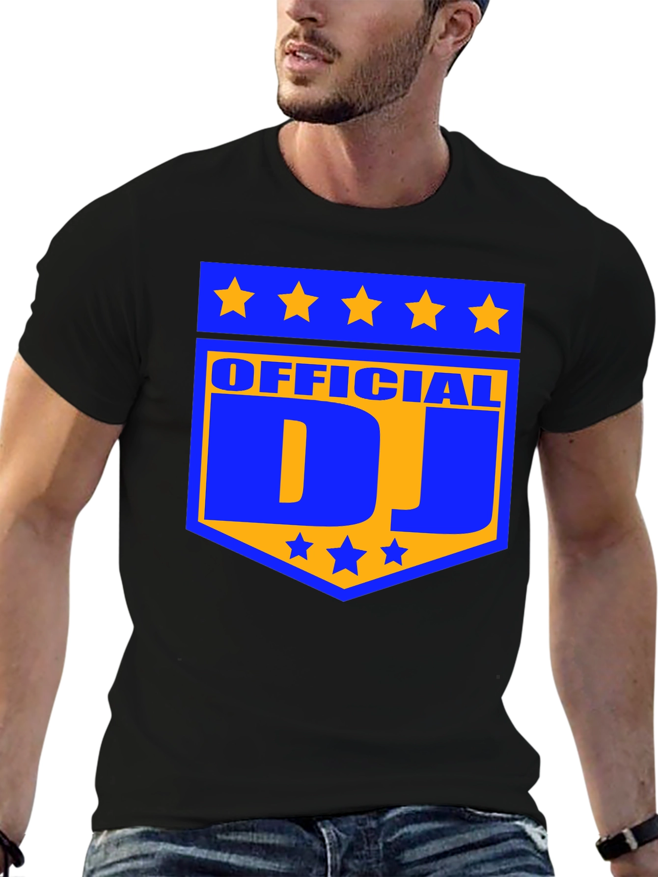 Camiseta Negra Official DJ Estampada