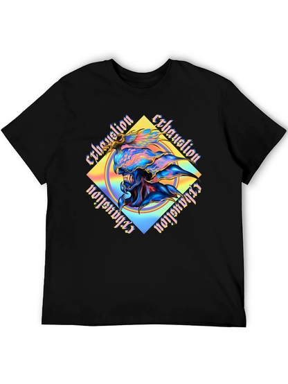 Camiseta Negra con Diseño Abstracto Exhaustion