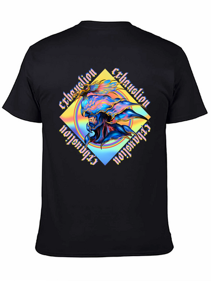 Camiseta Negra con Diseño Abstracto Exhaustion