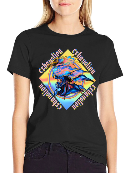 Camiseta Negra con Diseño Abstracto Exhaustion