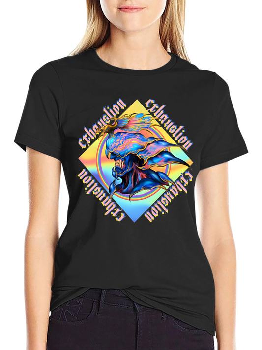 Camiseta Negra con Diseño Abstracto Exhaustion