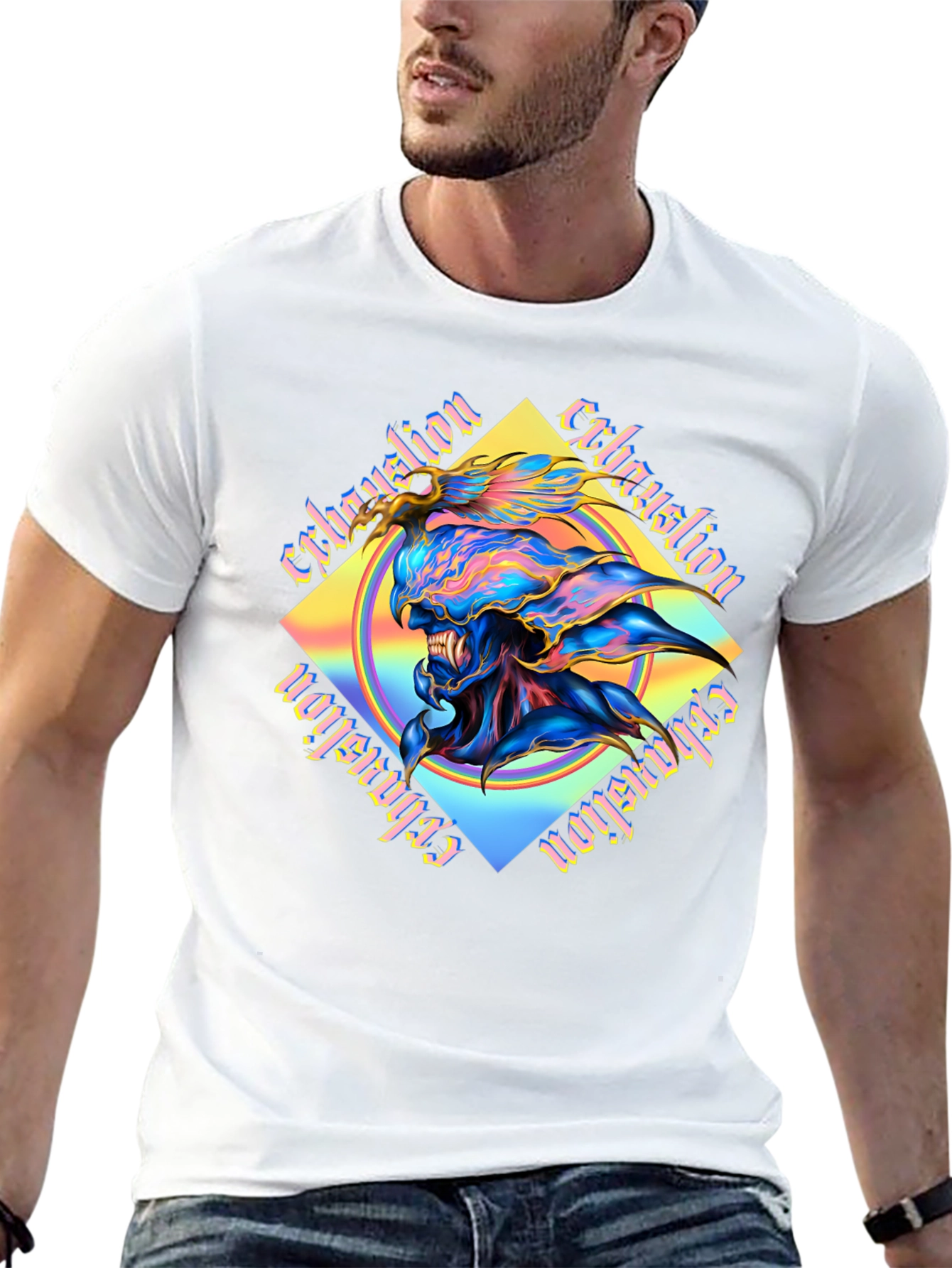 Camiseta Negra con Diseño Abstracto Exhaustion