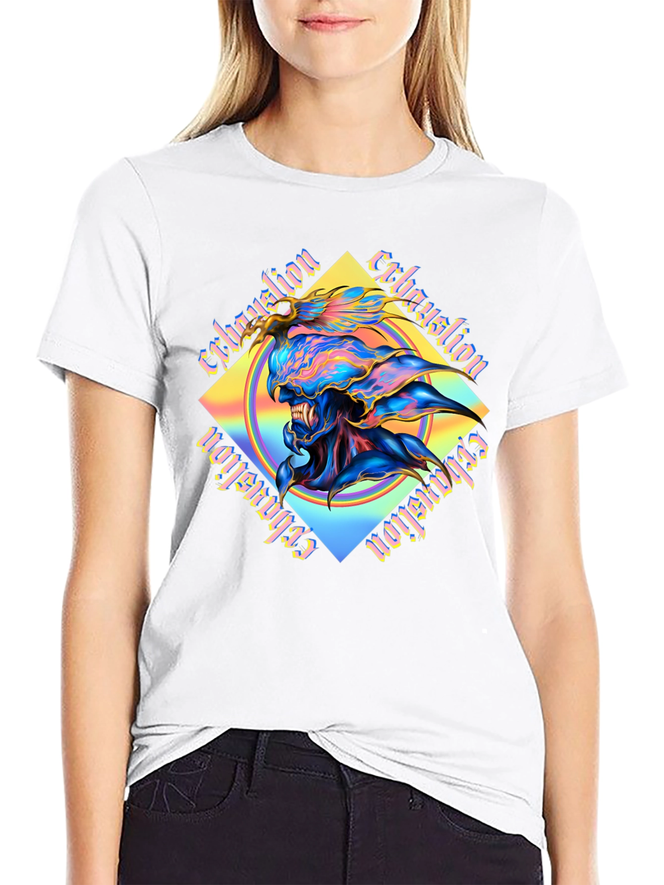 Camiseta Negra con Diseño Abstracto Exhaustion