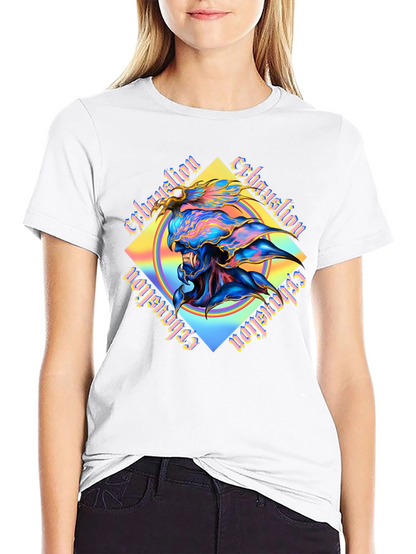 Camiseta Negra con Diseño Abstracto Exhaustion