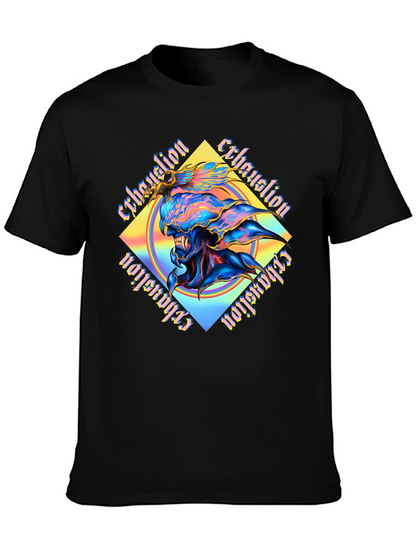Camiseta Negra con Diseño Abstracto Exhaustion