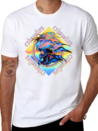 Camiseta Negra con Diseño Abstracto Exhaustion