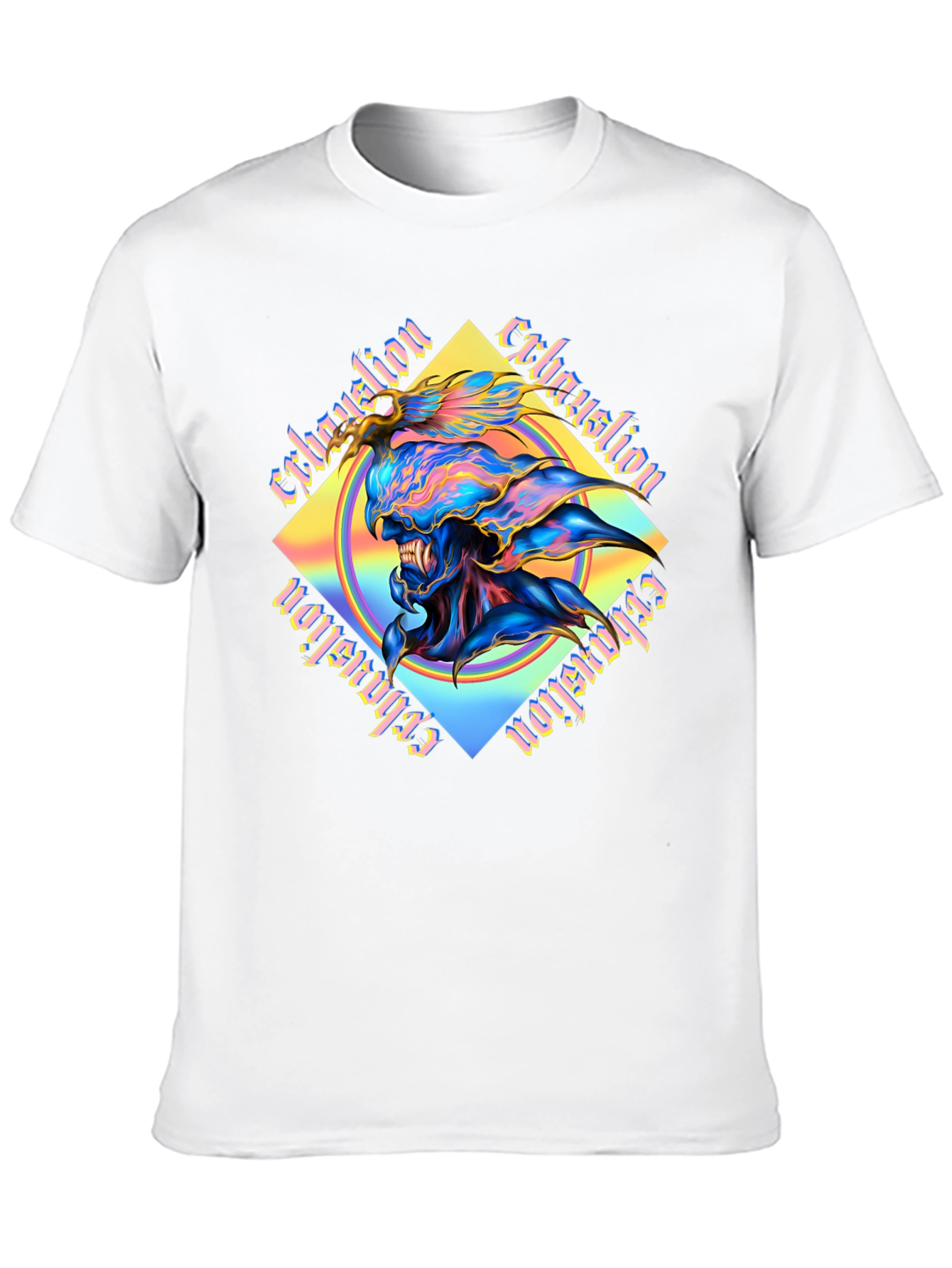 Camiseta Negra con Diseño Abstracto Exhaustion
