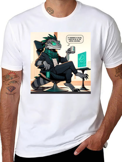 Camiseta Negra con Diseño de Lagarto Oficinista