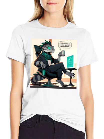Camiseta Negra con Diseño de Lagarto Oficinista