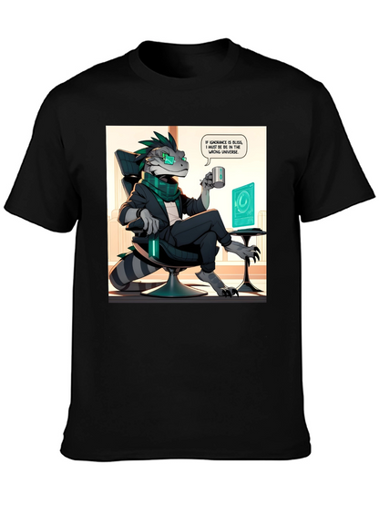 Camiseta Negra con Diseño de Lagarto Oficinista