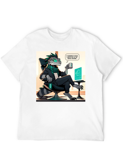 Camiseta Negra con Diseño de Lagarto Oficinista