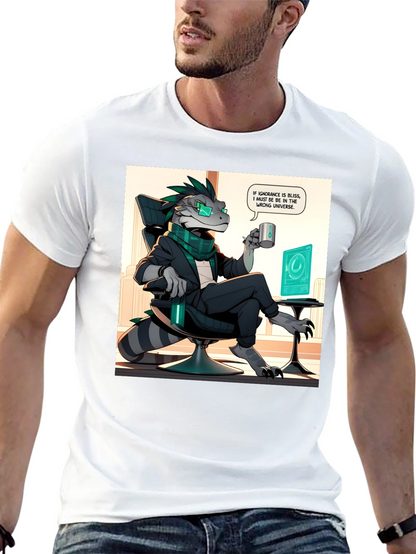 Camiseta Negra con Diseño de Lagarto Oficinista