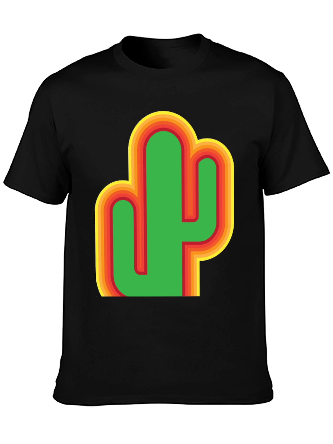 Camiseta Negra con Diseño de Cactus Retro