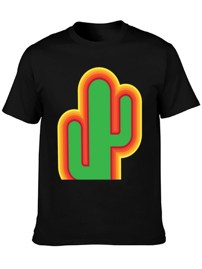 Camiseta Negra con Diseño de Cactus Retro